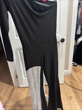 Black Women's Jumpsuit with Silver Accent